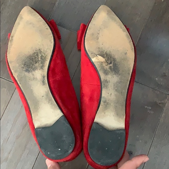 Red suede bow tie flats - Picture 4 of 6